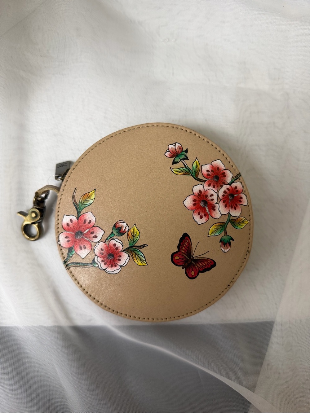Anuschka Almond Round Jewelry Bag